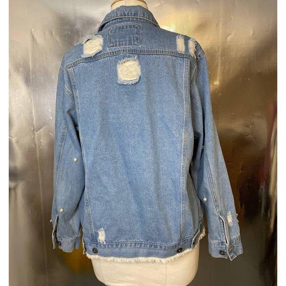 The Style Between Us distressed denim jacket L - Picture 3 of 14
